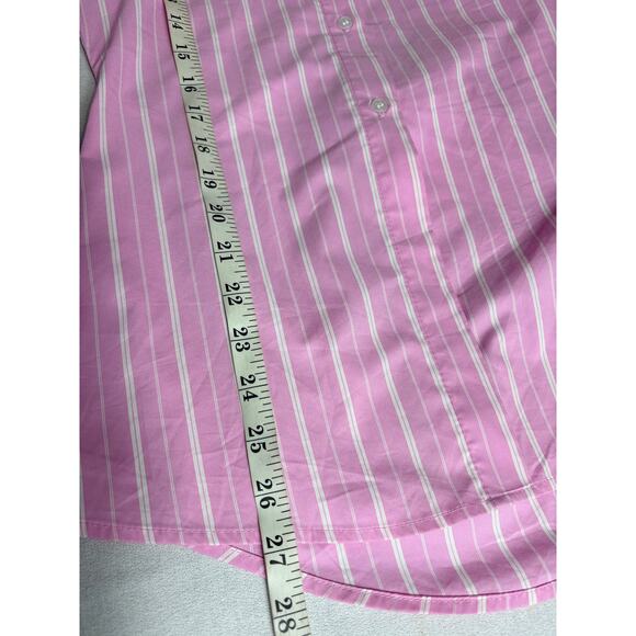 Zara Pink White Striped Collared Slim Fit Poplin Button Down Womens Shirt Size M - Picture 9 of 10
